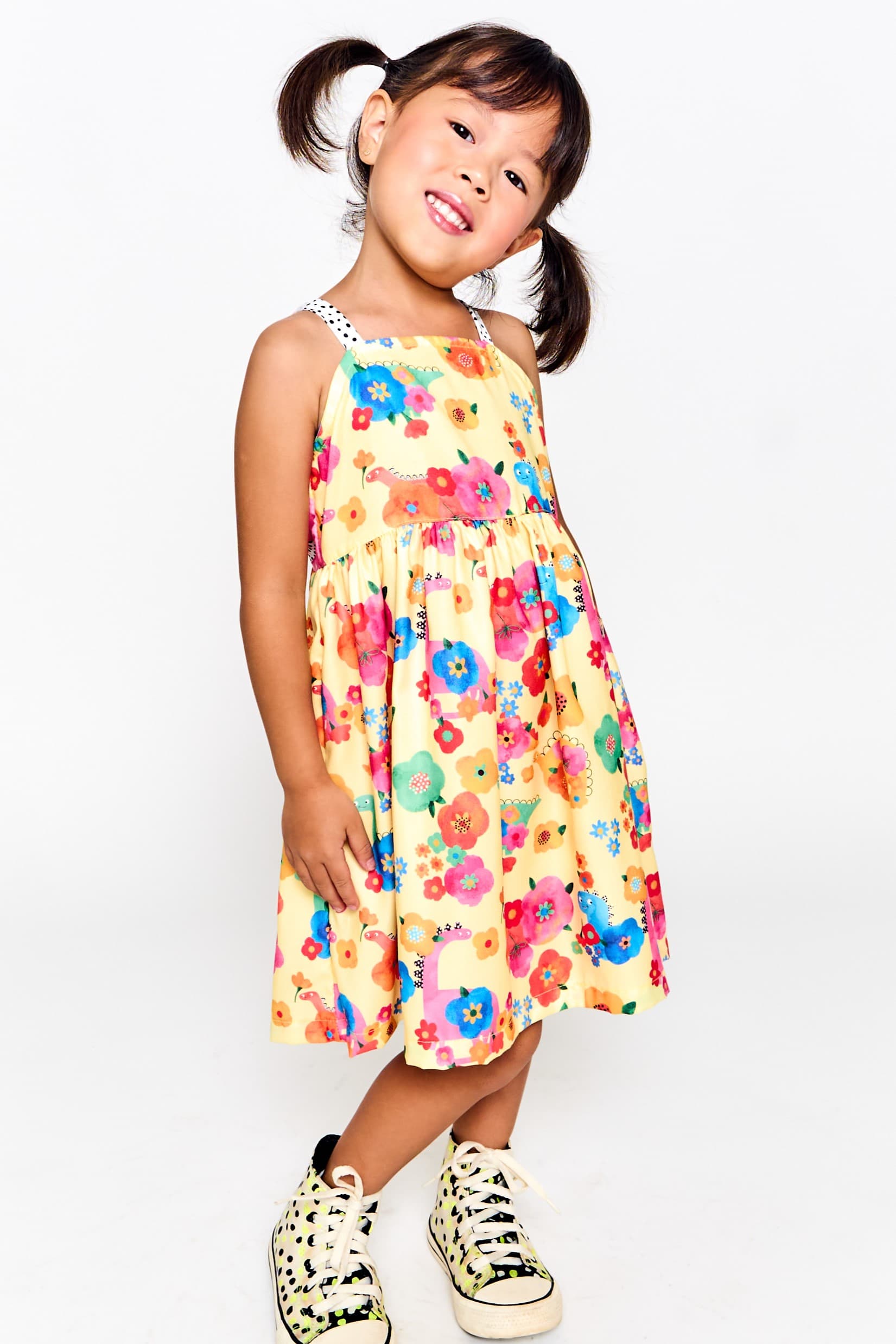 VESTIDO BOSQUE DE DINOS AMARELO 